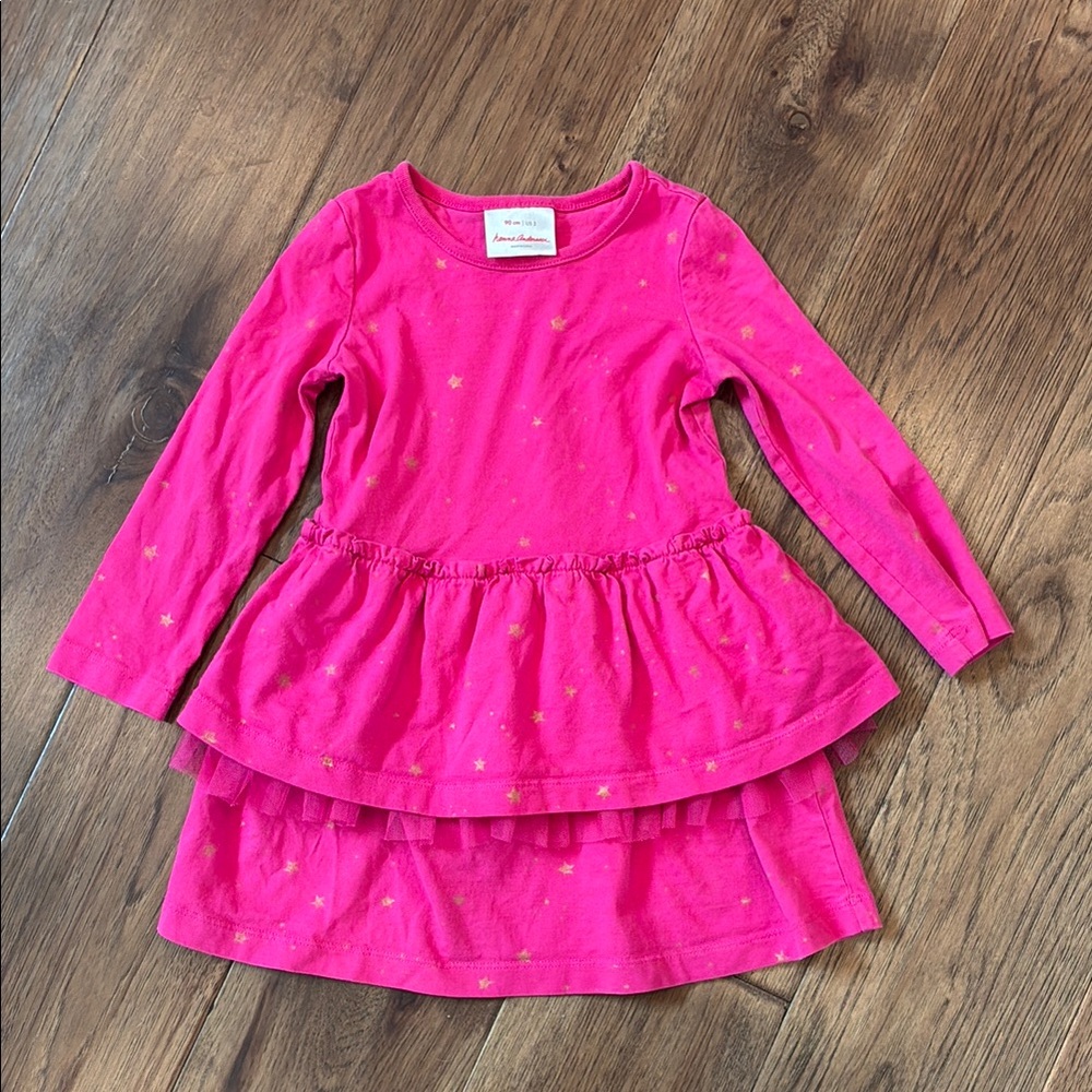 Hanna Andersson Pink Ruffled Tiered Long Sleeve Sundress